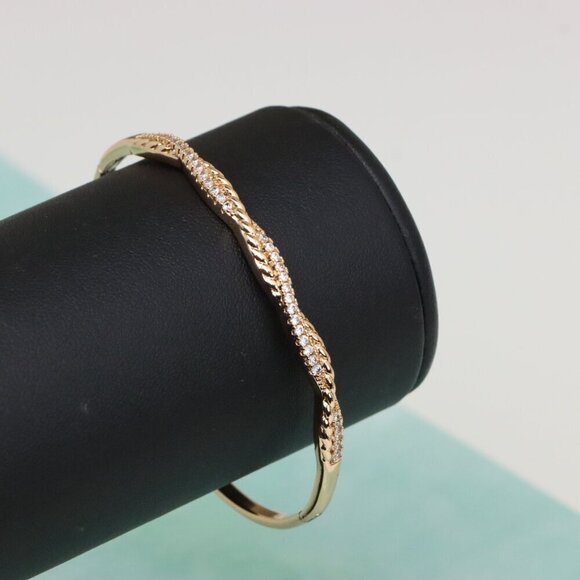 Elegant Rose Gold Bangle with Sparkling Twisted Chain Design, XPBL0509 - Picture 7 of 12
